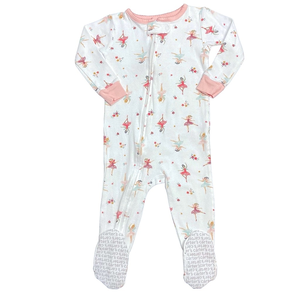 Carter's 12M white ballerina print footie pajamas